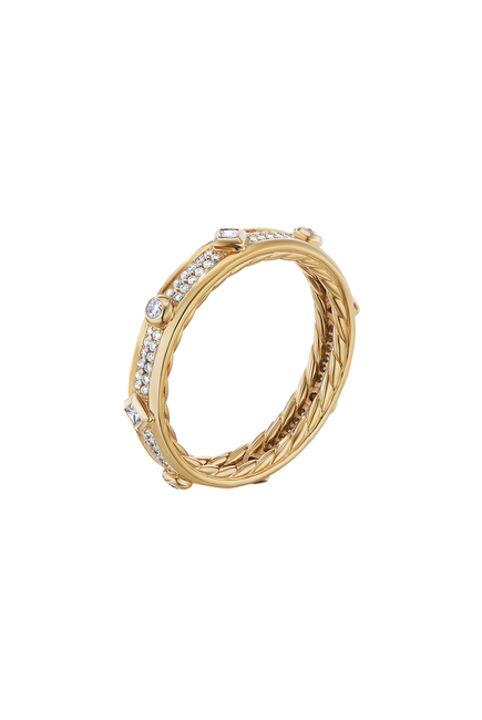 Modern Renaissance Band Ring In 18K Yellow Gold With Full Pavé Diamonds